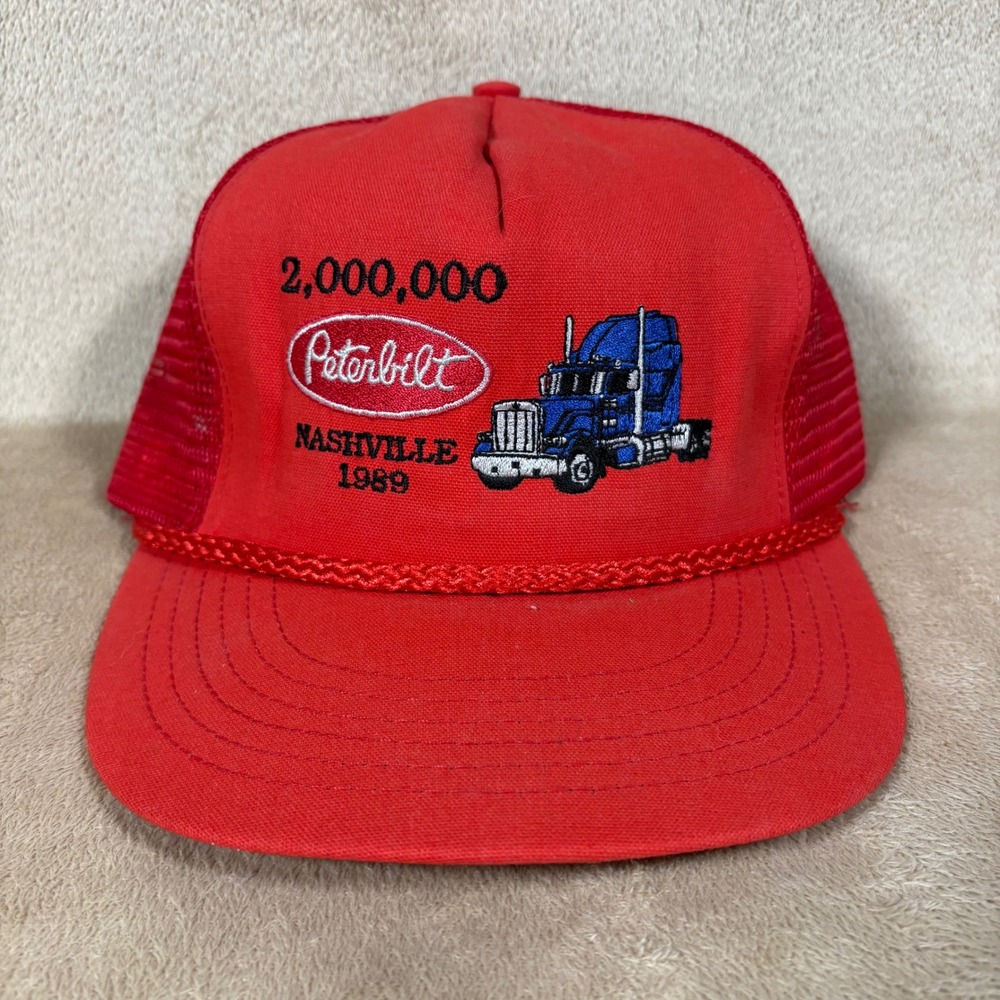 Vintage Peterbilt 1989 Nashville Tennessee 2 Mil Units Trucker Hat Red